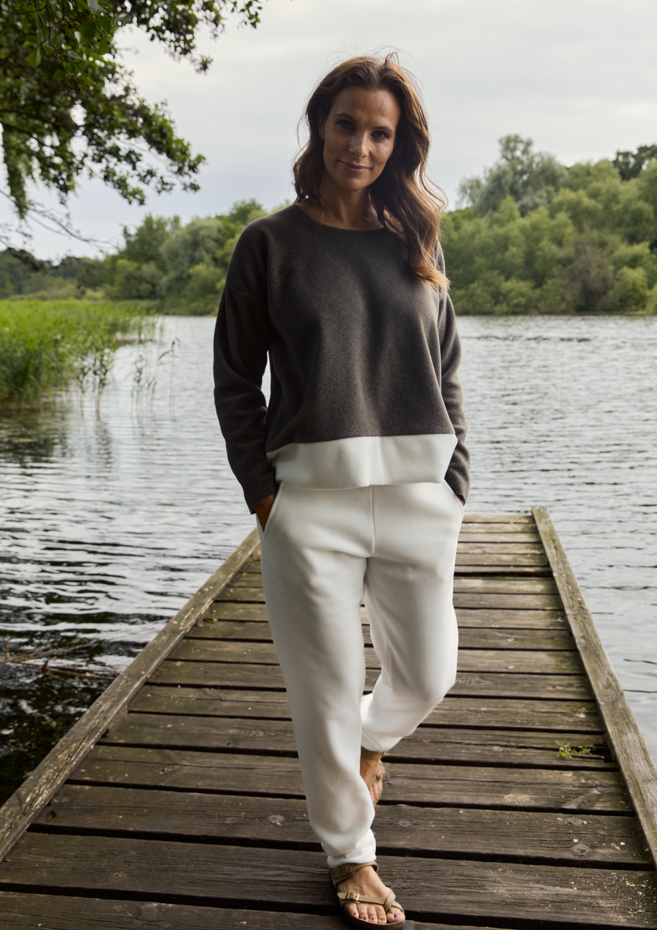 HENRIETTE STEFFENSEN COPENHAGEN ONE SIZE BLUSE KVINDER - 1335 BLOUSES & SWEATERS BARK/OFF WHITE 650