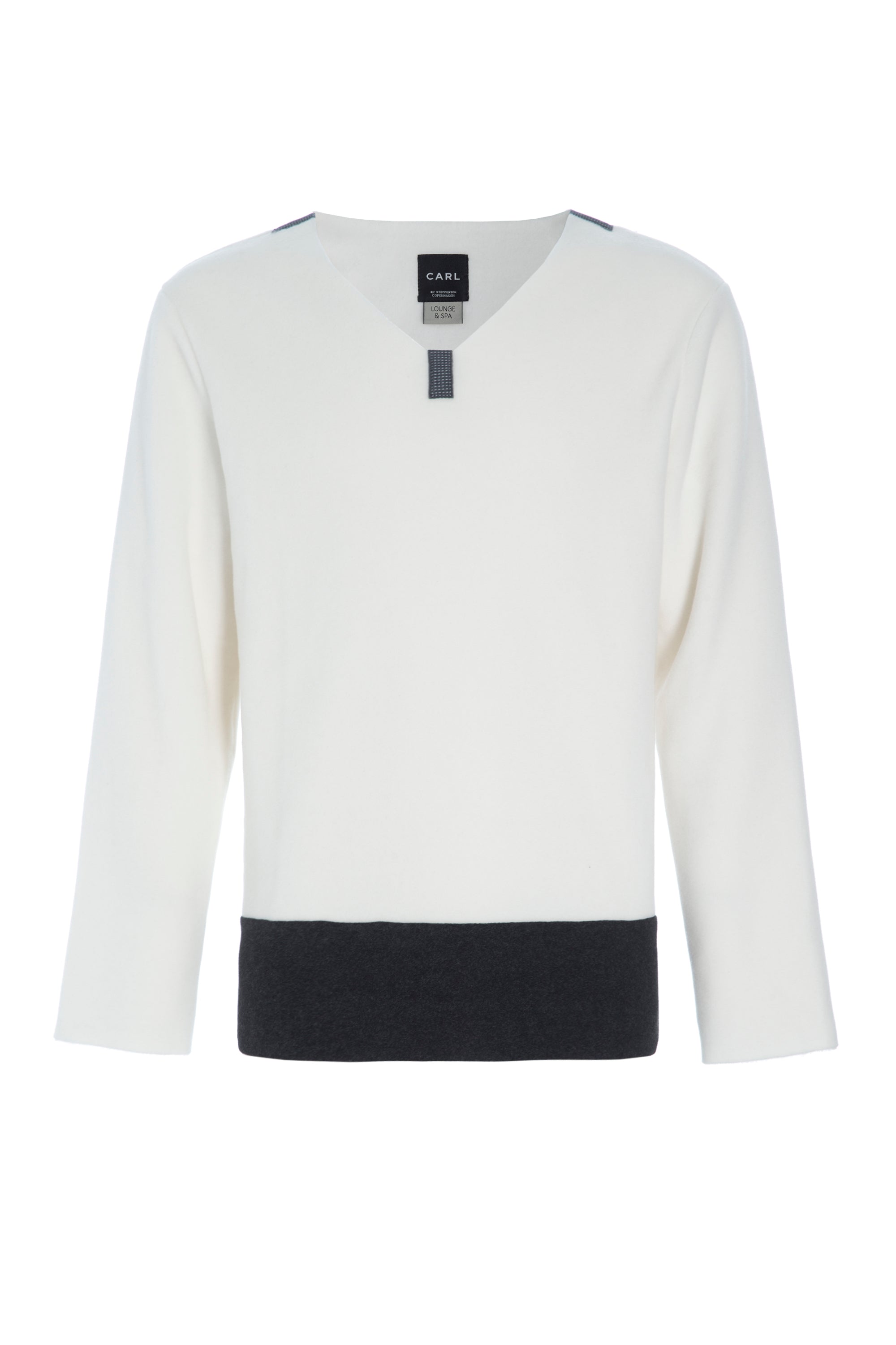CARL BY STEFFENSEN COPENHAGEN ONE SIZE BLUSE MÆND - 1013C BLOUSES & SWEATERS OFF WHITE/SOFT BLACK 454