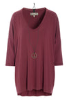 OVERSIZED BLUSE V-HALS - 96078 - BORDEAUX