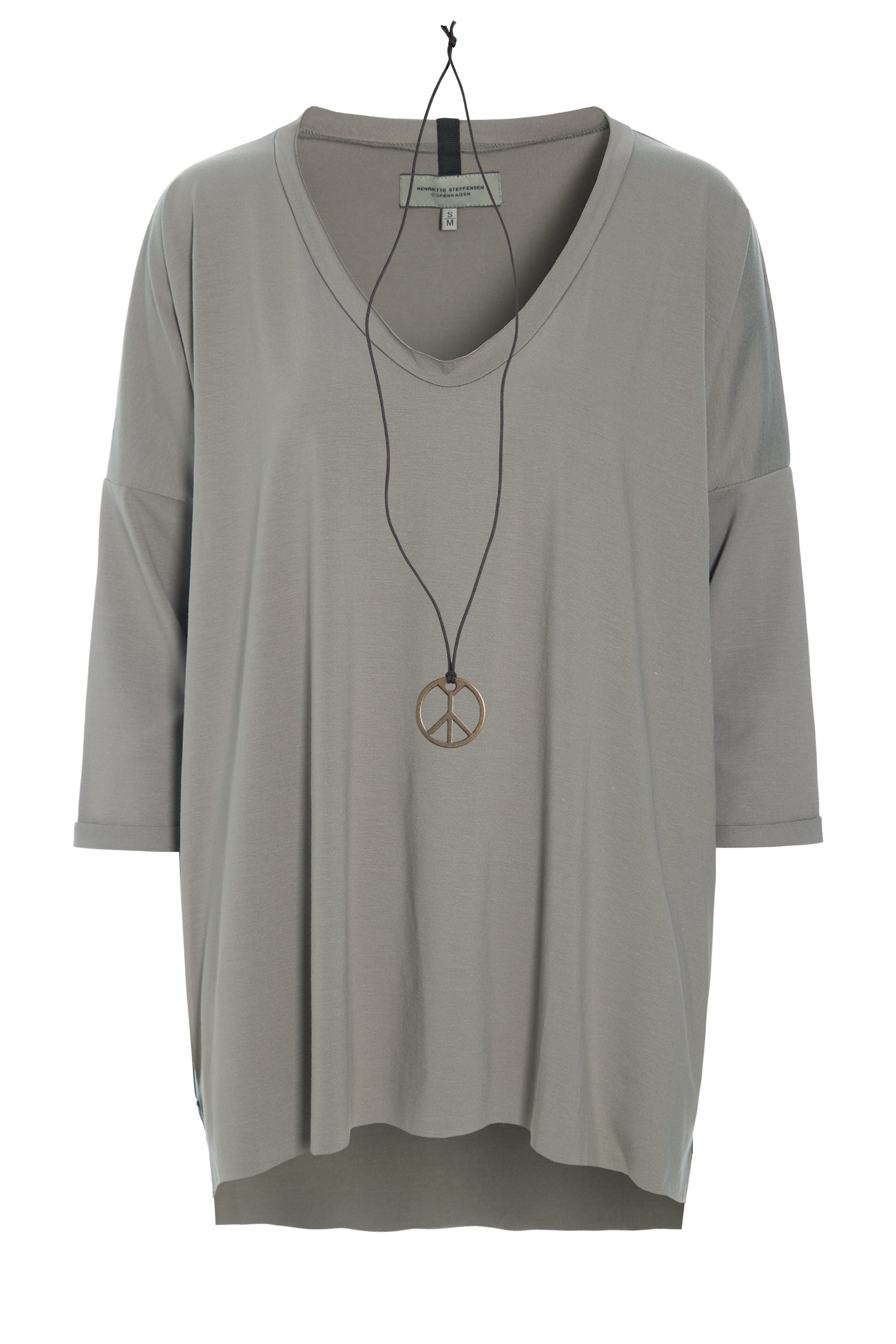 HENRIETTE STEFFENSEN COPENHAGEN OVERSIZED BLUSE V-HALS - 96078 BLUSER ELEPHANT 654