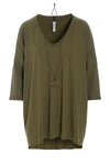 OVERSIZED BLUSE V-HALS - 96078 - MOSS