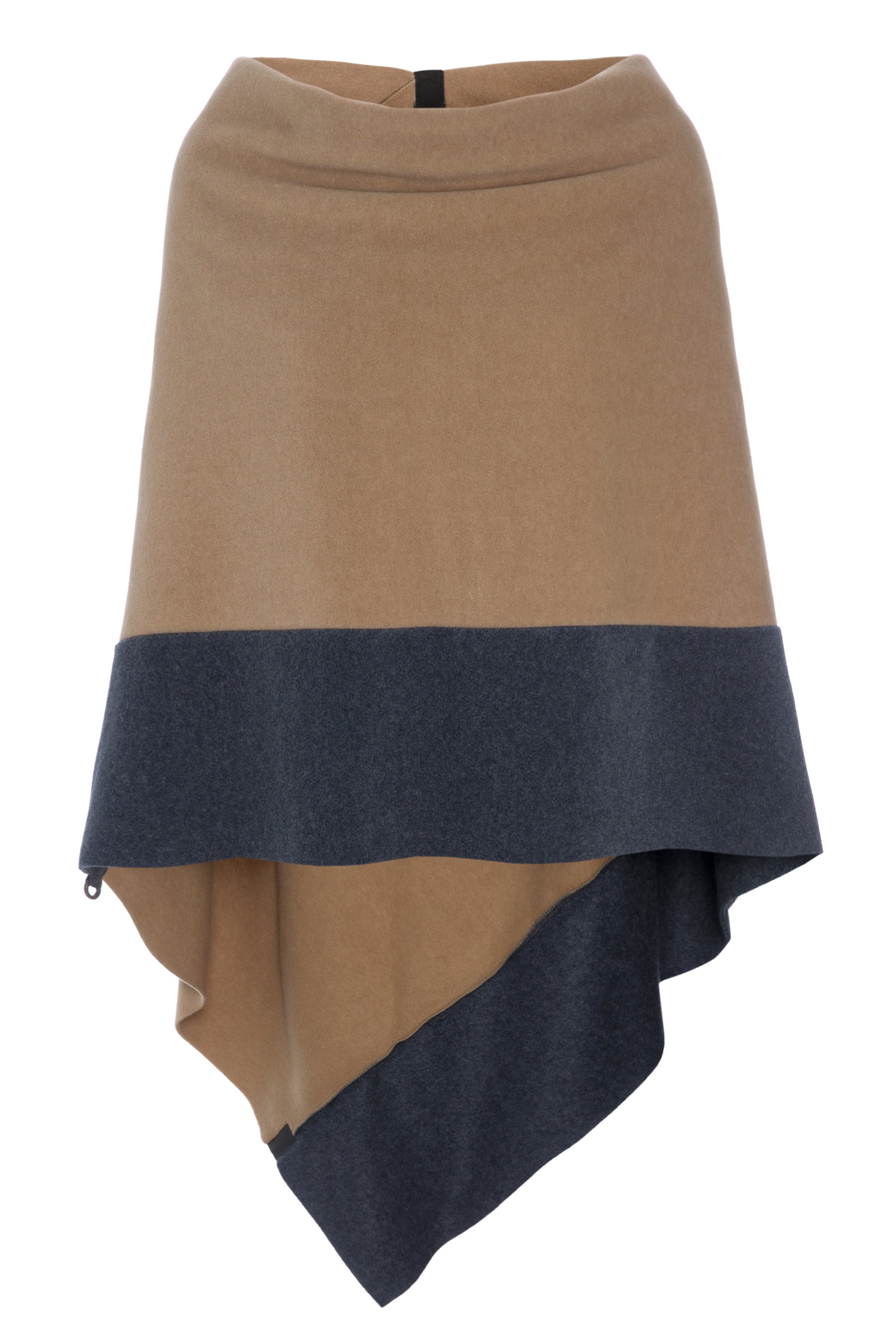 HENRIETTE STEFFENSEN COPENHAGEN PONCHO 2 FARVET - 4068 PONCHOS CAMEL/DEEP BLUE 823