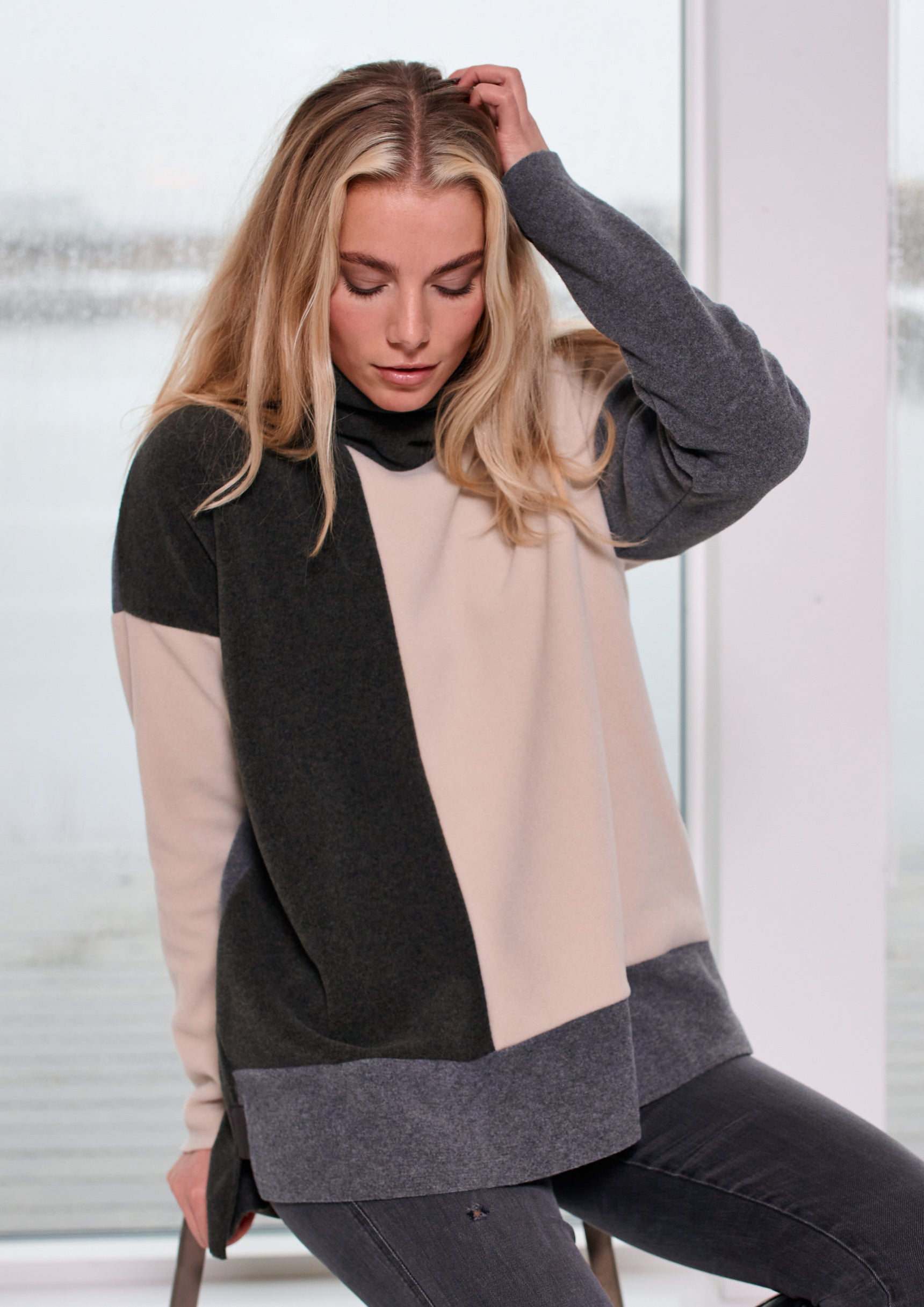 HENRIETTE STEFFENSEN COPENHAGEN PULLOVER PATCH - 1380 BLUSER FORREST/GREY/KIT 116