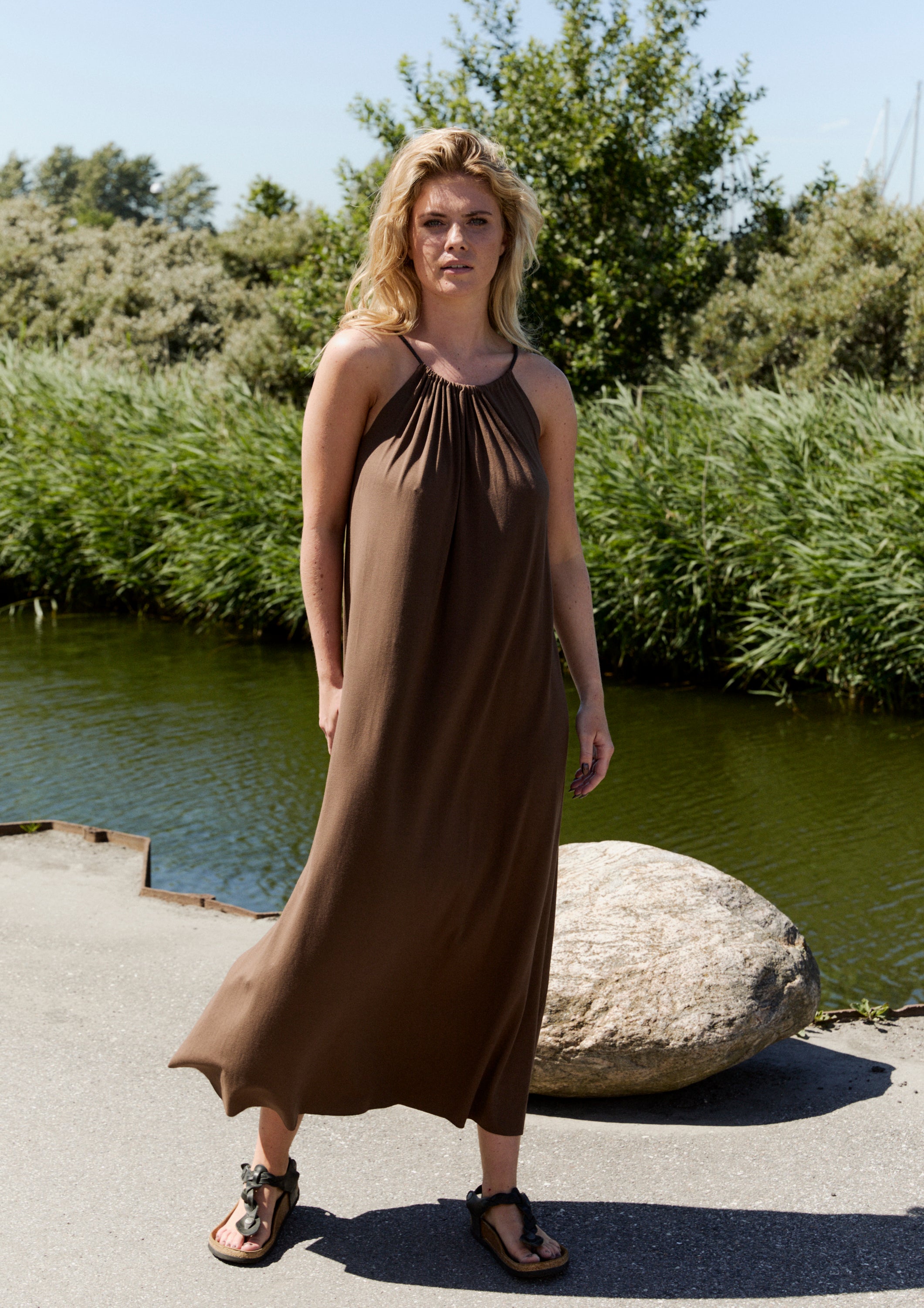 HENRIETTE STEFFENSEN COPENHAGEN STROP KJOLE - 98069 KJOLER CHOCOLATE 844