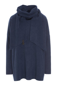SWEATER MED TØRKLÆDE - 1338 - DENIM