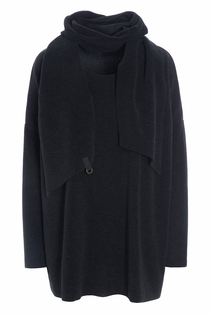HENRIETTE STEFFENSEN COPENHAGEN SWEATER MED TØRKLÆDE - 1338 BLUSER SOFT BLACK 914