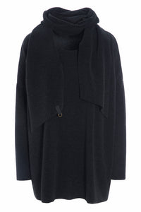 SWEATER MED TØRKLÆDE - 1338 - SOFT BLACK