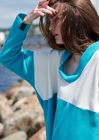 HENRIETTE STEFFENSEN COPENHAGEN SWEATER NO WASTE - 1351 SWEATERS fleece LAGOON/OFF WHITE 445