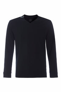 T-SHIRT MED V-HALS LANGÆRMET - 1021C - BLACK