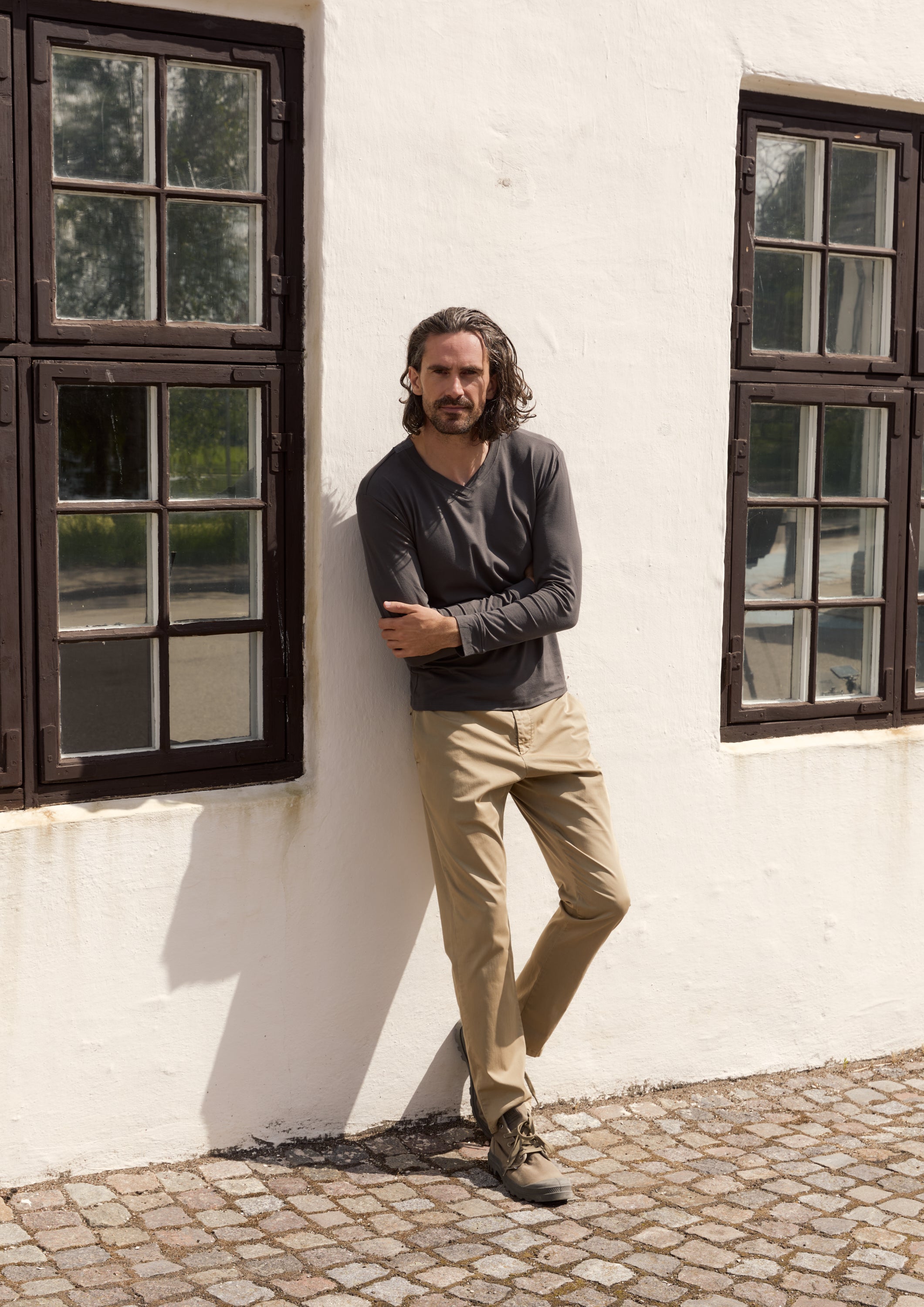 CARL BY STEFFENSEN COPENHAGEN T-SHIRT MED V-HALS LANGÆRMET - 1021C T-SHIRTS GREY 905