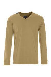 T-SHIRT MED V-HALS LANGÆRMET - 1021C - OLIVE