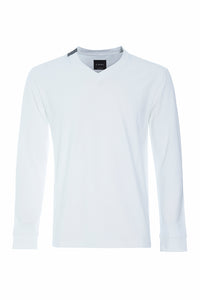 T-SHIRT MED V-HALS LANGÆRMET - 1021C - WHITE