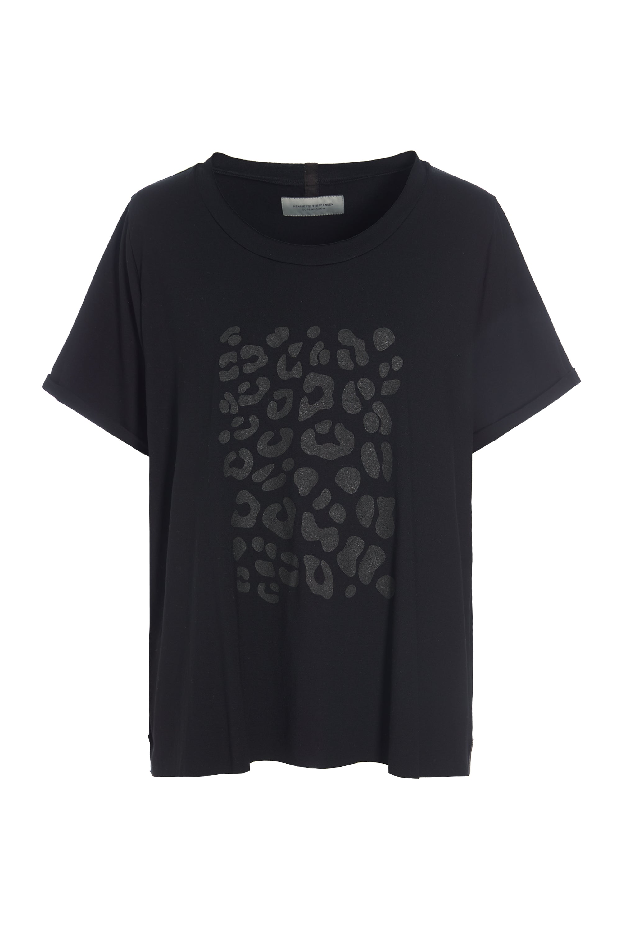 HENRIETTE STEFFENSEN COPENHAGEN TEE LEO PRINT - 96086 T-SHIRTS BLACK 900