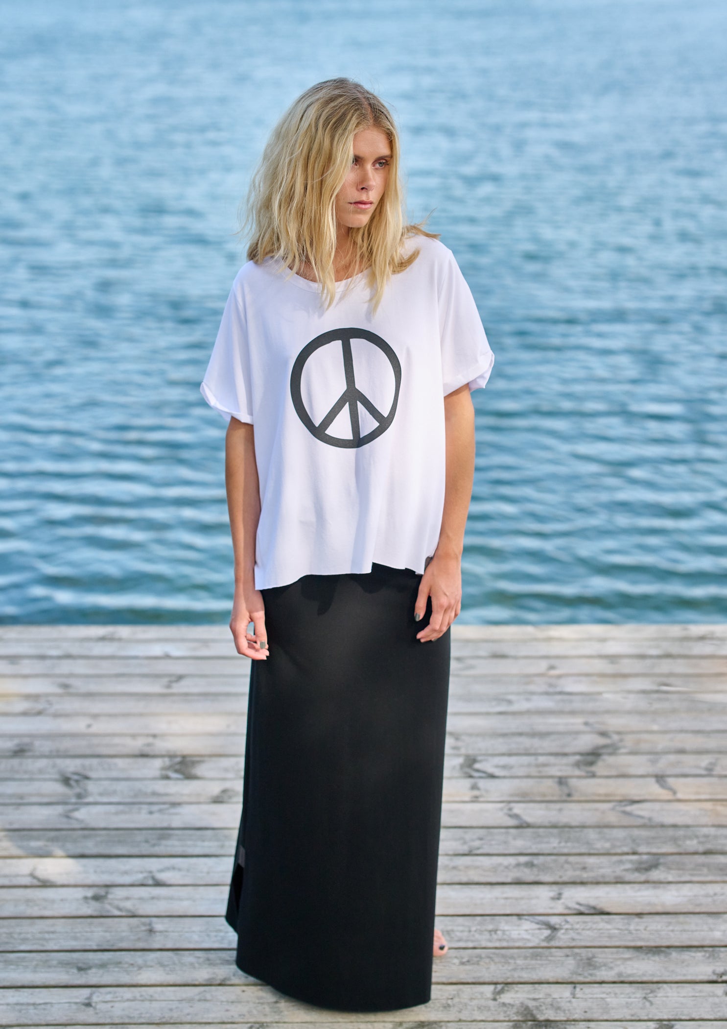 HENRIETTE STEFFENSEN COPENHAGEN TEE PEACE PRINT - 96066 T-SHIRTS WHITE 816