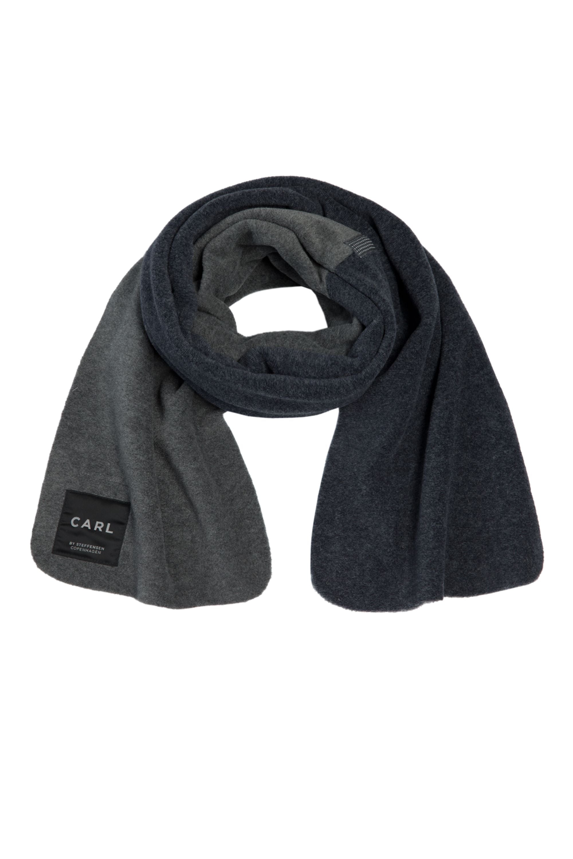 CARL BY STEFFENSEN COPENHAGEN TØRKLÆDE I BLØD FLEECE - 1004C SCARFS GREY/DEEPBLUE 904