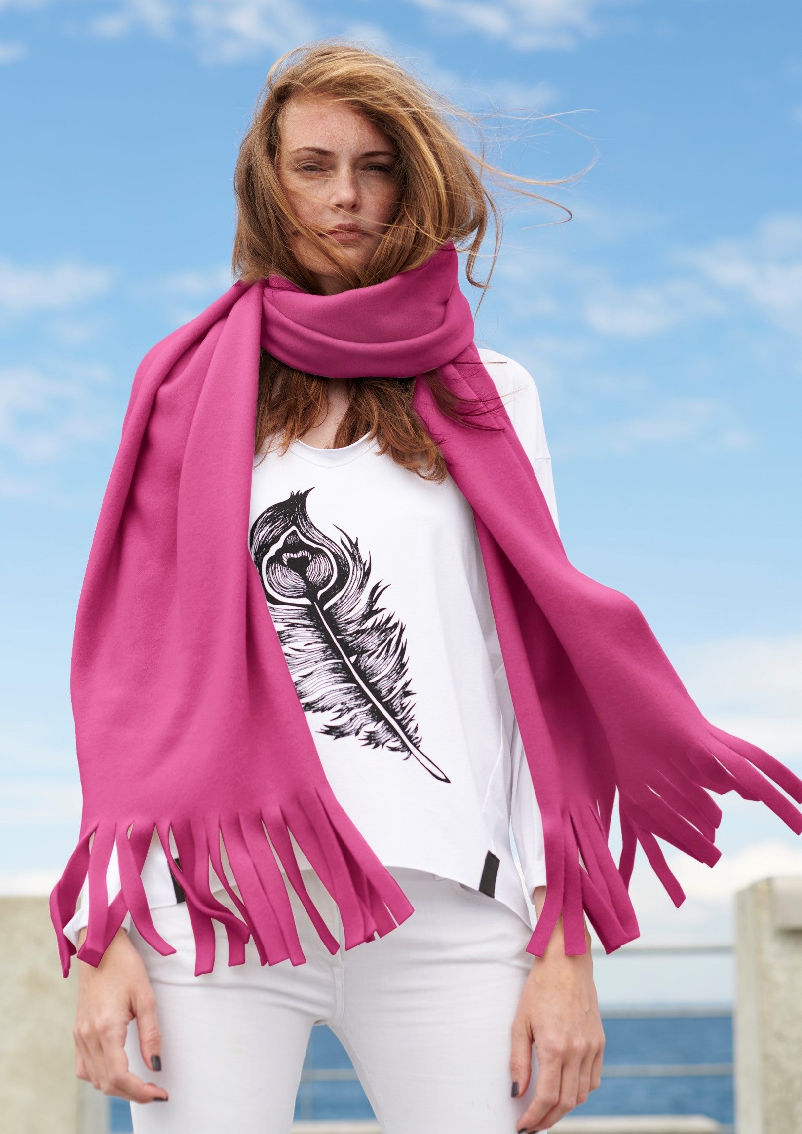 HENRIETTE STEFFENSEN COPENHAGEN TØRKLÆDE MED FRYNSER - 4077 SCARFS PINK 369