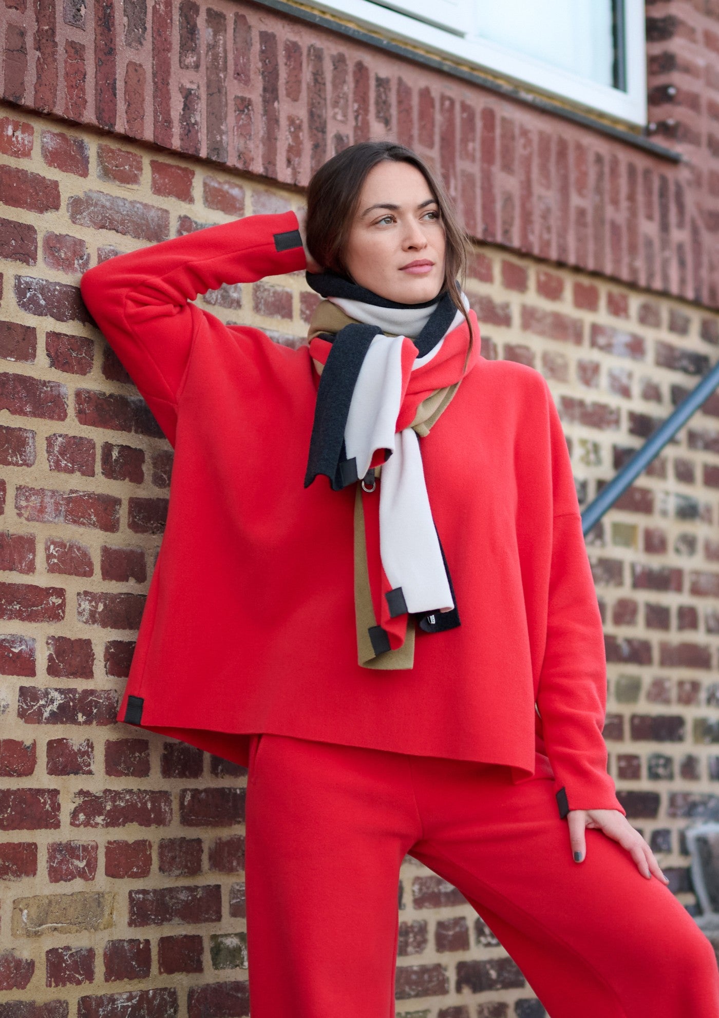 HENRIETTE STEFFENSEN COPENHAGEN TØRKLÆDE NO WASTE - 4125 SCARFS OLIVE/TOMATO/KIT/SB 330
