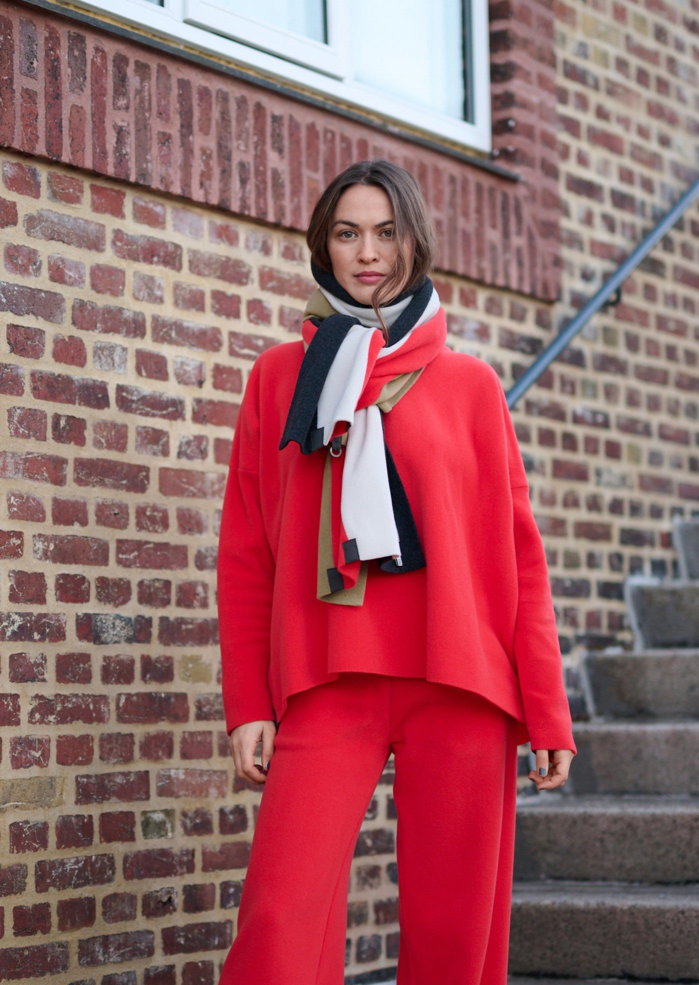 HENRIETTE STEFFENSEN COPENHAGEN TØRKLÆDE NO WASTE - 4125 SCARFS OLIVE/TOMATO/KIT/SB 330