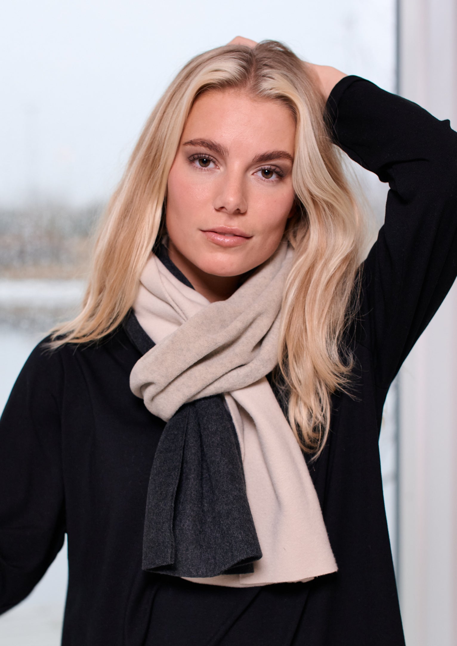 HENRIETTE STEFFENSEN COPENHAGEN TØRKLÆDE PATCH - 4094 SCARFS SOFT BLACK/SAND/KIT 117