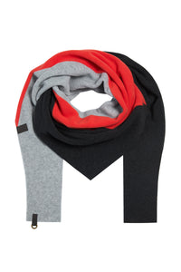TREKANTET HALSTØRKLÆDE NO WASTE - 4078NW - TOMATO/SB/LIGHT GREY