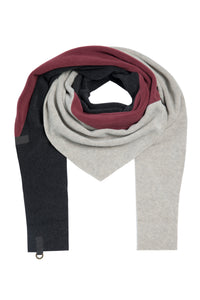 TREKANTET HALSTØRKLÆDE NO WASTE - 4078NW - WINE/SAND/SOFT BLACK