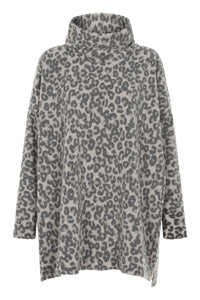 TUNIKA MED HØJ HALS - 1288P - LEOPARD grey