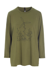 T SHIRT FREEDOM PRINT - 96074 - MOSS