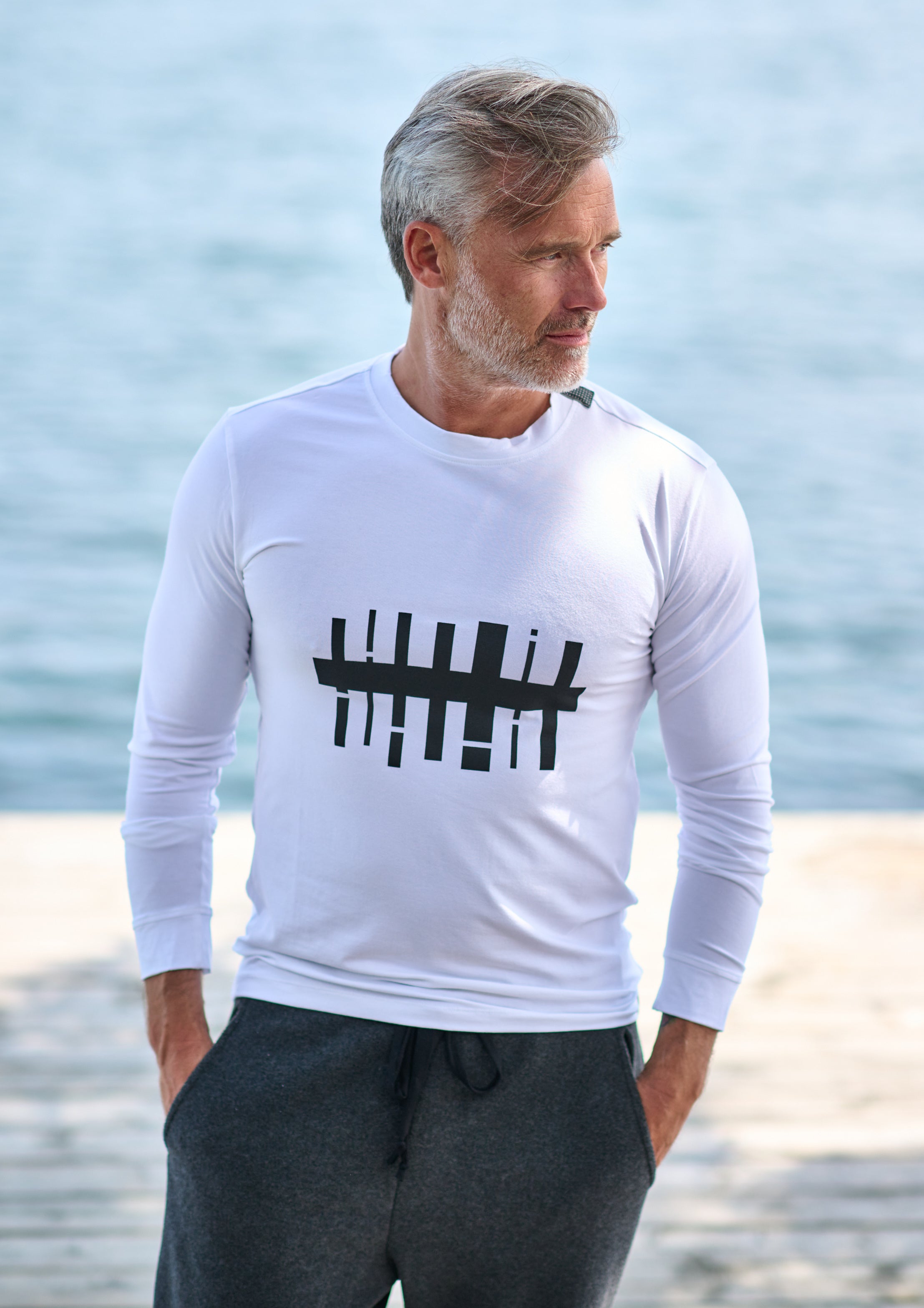 CARL BY STEFFENSEN COPENHAGEN T SHIRT M/ PRINT &amp; LANGE ÆRMER - 1019CP T-SHIRTS WHITE 816
