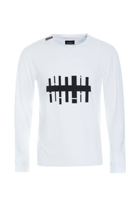 T SHIRT M/ PRINT & LANGE ÆRMER - 1019CP - WHITE