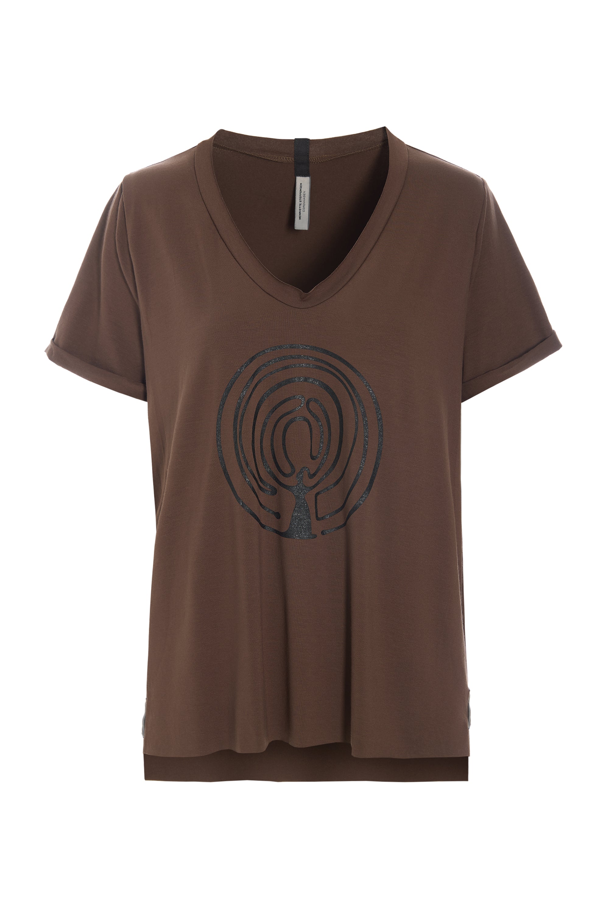 HENRIETTE STEFFENSEN COPENHAGEN V-NECK-TEE - 96105 EMBRACE T-SHIRTS CHOCOLATE 844