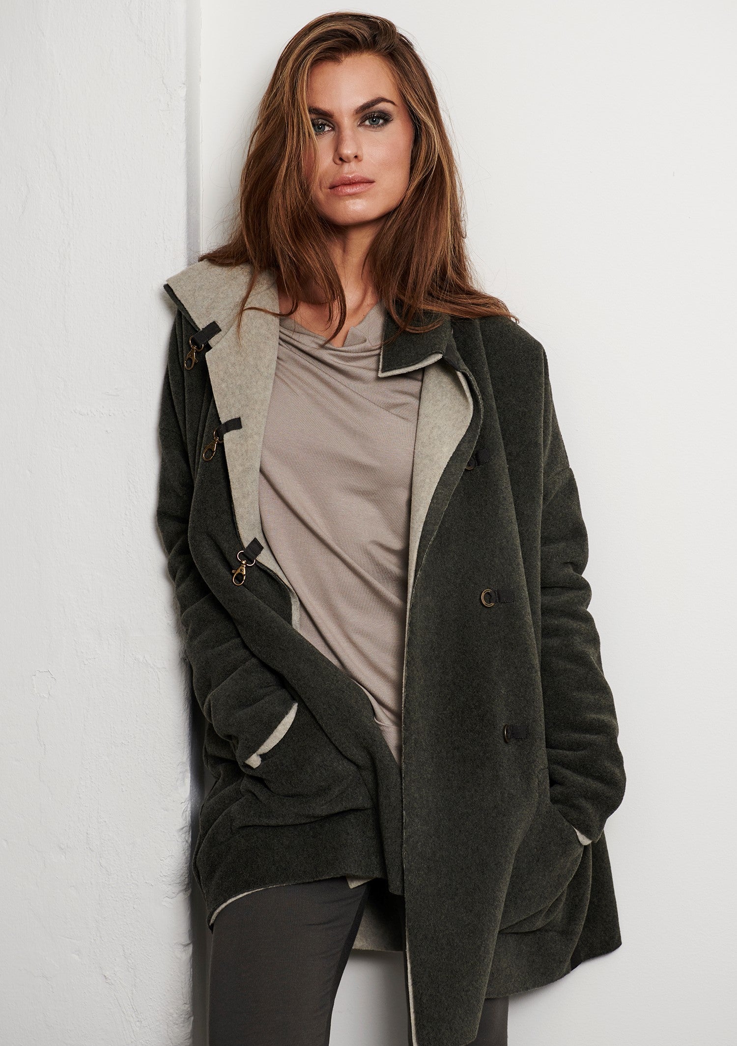 HENRIETTE STEFFENSEN COPENHAGEN VENDBAR FRAKKE - 7113 COATS FORREST/SAND 607