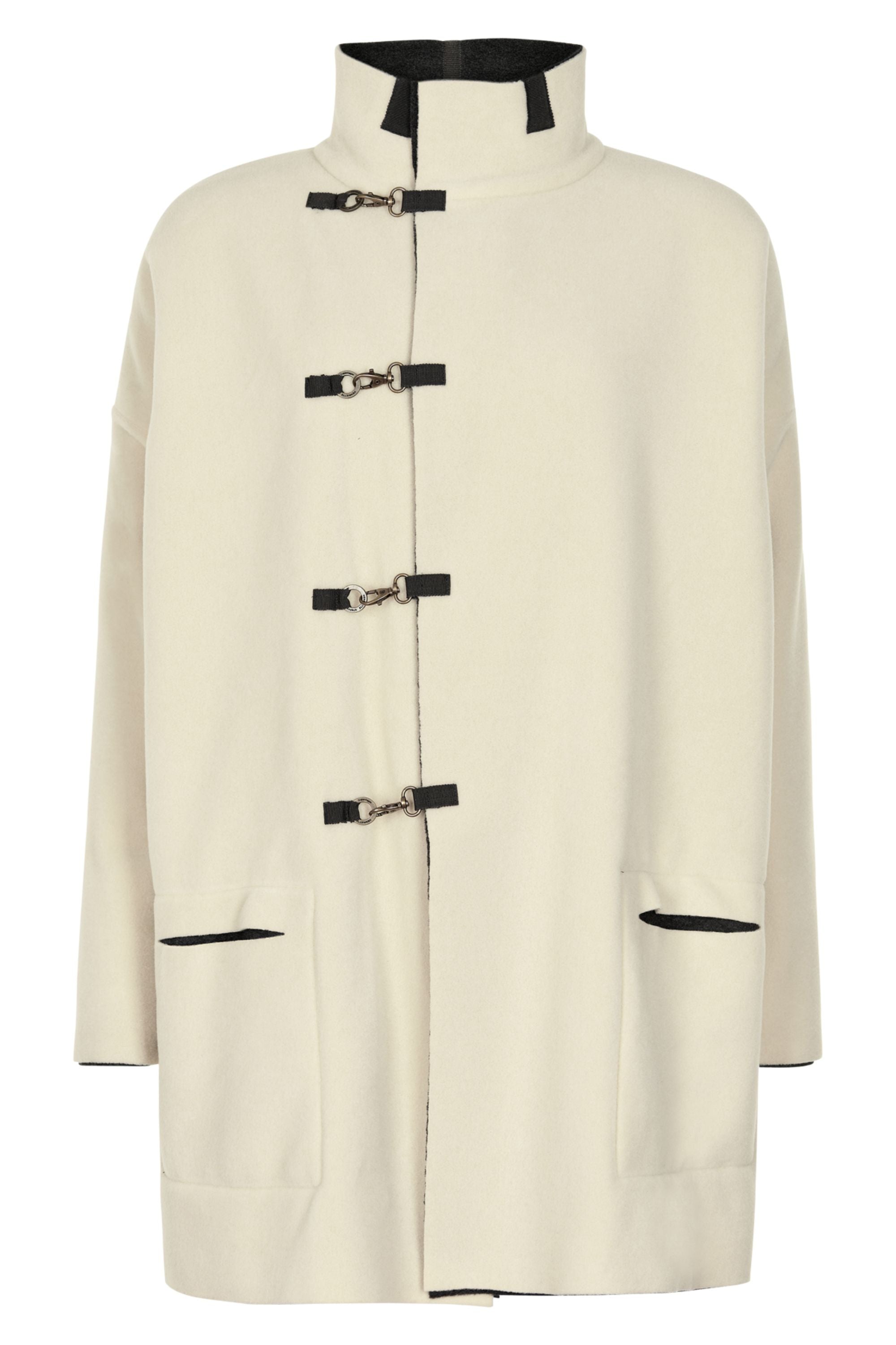 HENRIETTE STEFFENSEN COPENHAGEN VENDBAR FRAKKE - 7113 COATS SOFT BLACK/WINTER WHITE 918