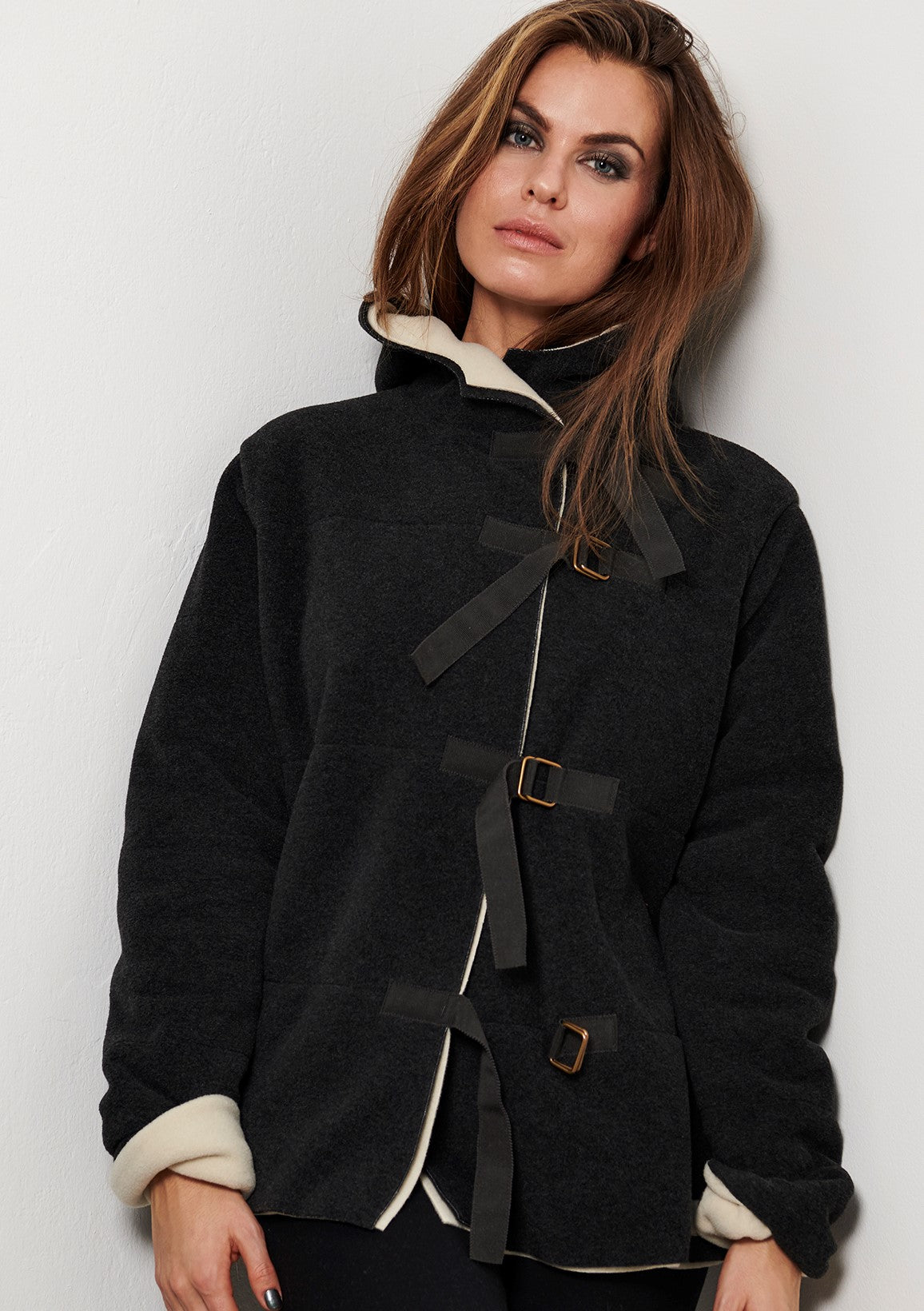 HENRIETTE STEFFENSEN COPENHAGEN VENDBAR JAKKE - 7122 JACKETS SOFT BLACK/WINTER WHITE 918
