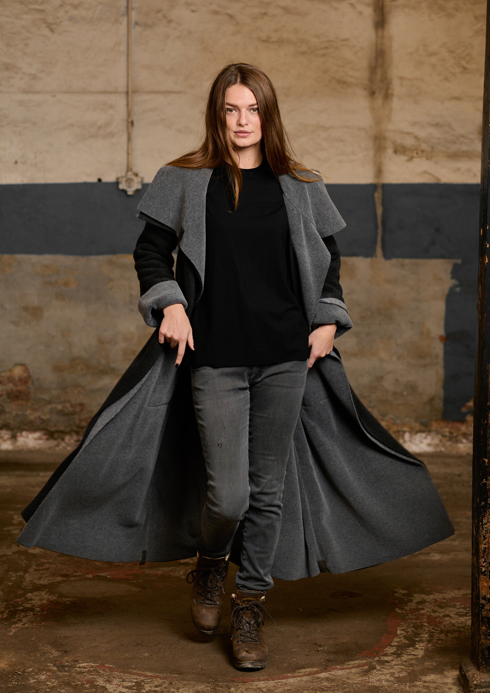 HENRIETTE STEFFENSEN COPENHAGEN VENDBAR TRENCHCOAT - 7145 COATS GREY/SOFT BLACK 647