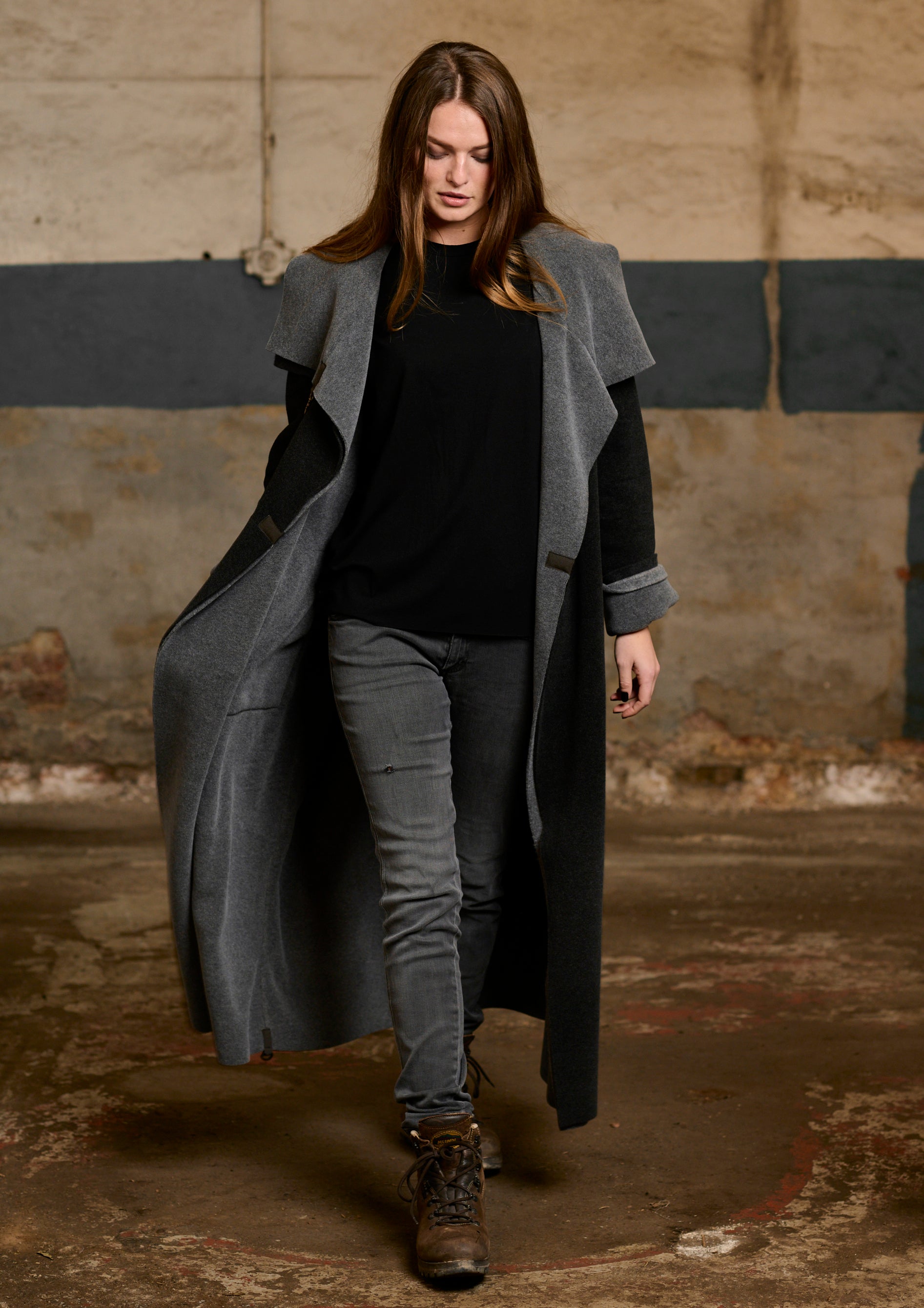 HENRIETTE STEFFENSEN COPENHAGEN VENDBAR TRENCHCOAT - 7145 COATS GREY/SOFT BLACK 647