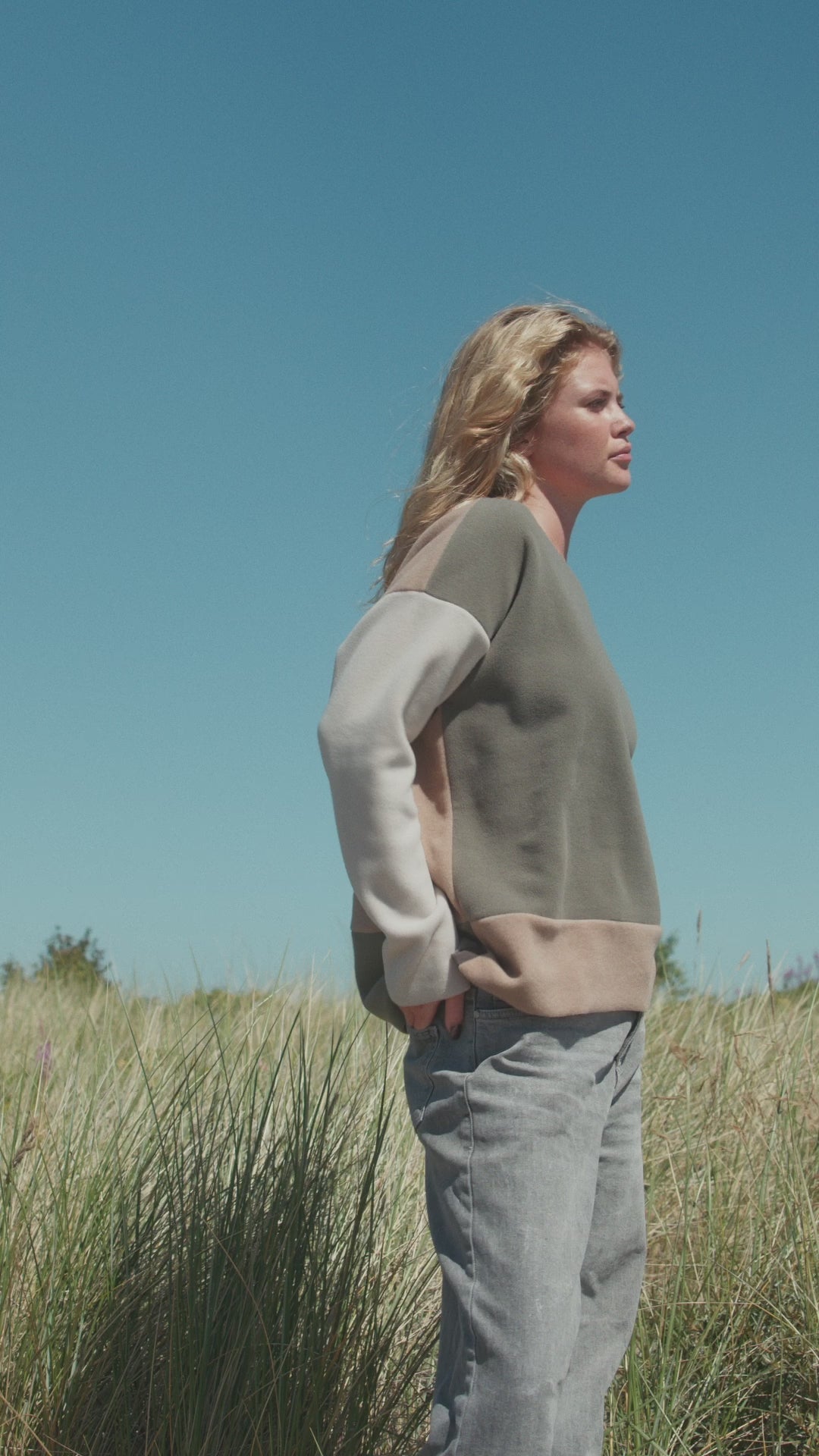 HENRIETTE STEFFENSEN COPENHAGEN BLUSE PATCH - 1407 BLUSER DUSTY GREEN /KIT/CAMEL 480