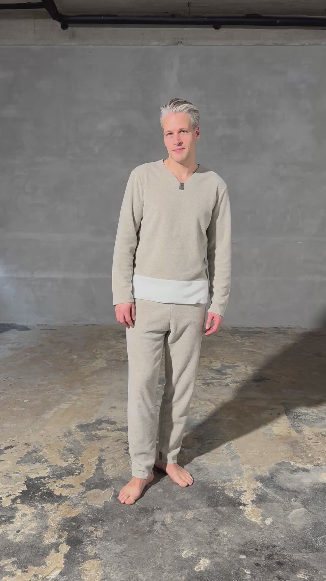 CARL BY STEFFENSEN COPENHAGEN ONE SIZE BLUSE MÆND - 1013C BLOUSES & SWEATERS SAND/OFF WHITE 450