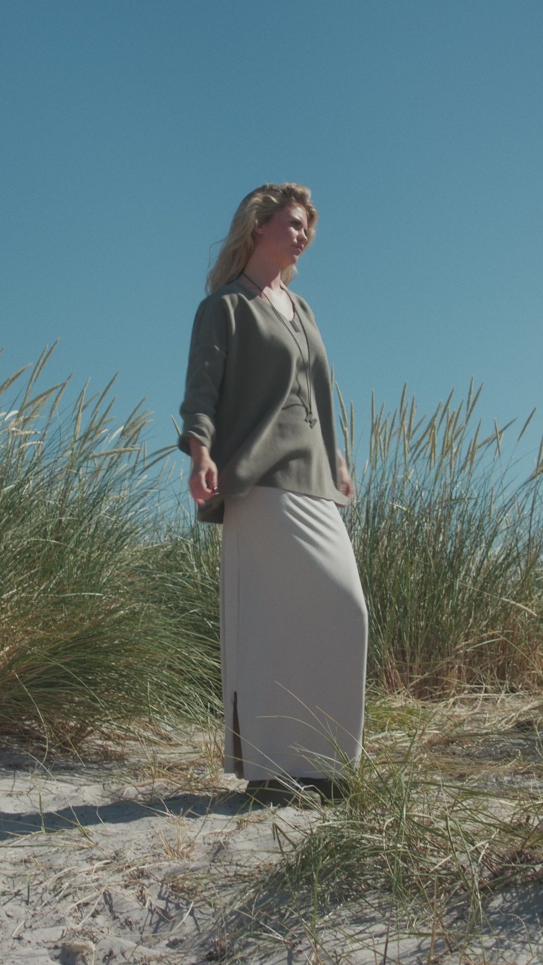 HENRIETTE STEFFENSEN COPENHAGEN BLUSE V-HALS - 1410 BLUSER DUSTY GREEN 609